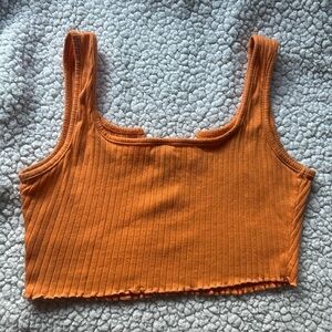 Orange Ribbed Crop Top